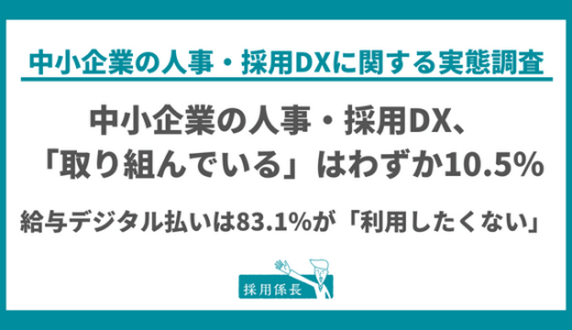 中小企業の人事・採用DX、「取り組んでいる」はわずか10.5％。給与デジタル払いは83.1％が「利用したくない」