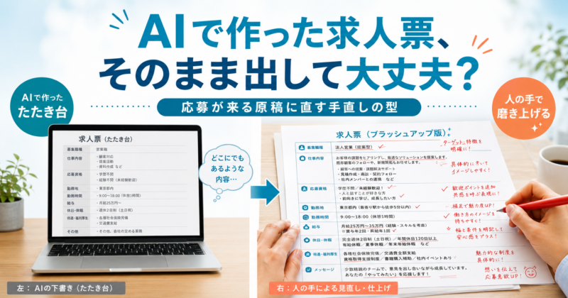 ChatGPT・生成AIで作った求人票、そのまま出して大丈夫？応募が来る原稿に直す手直しの型【中小企業向け】