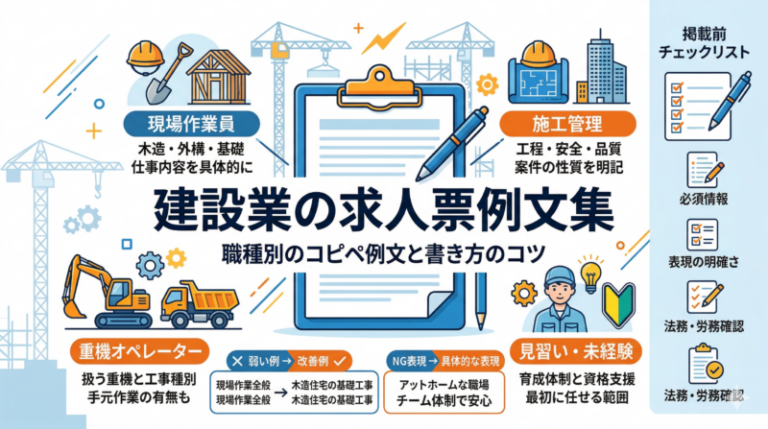 建設業の求人票例文集　職人・施工管理・現場作業員でそのまま使えるテンプレート