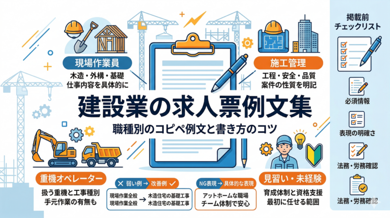 建設業 求人票 例文