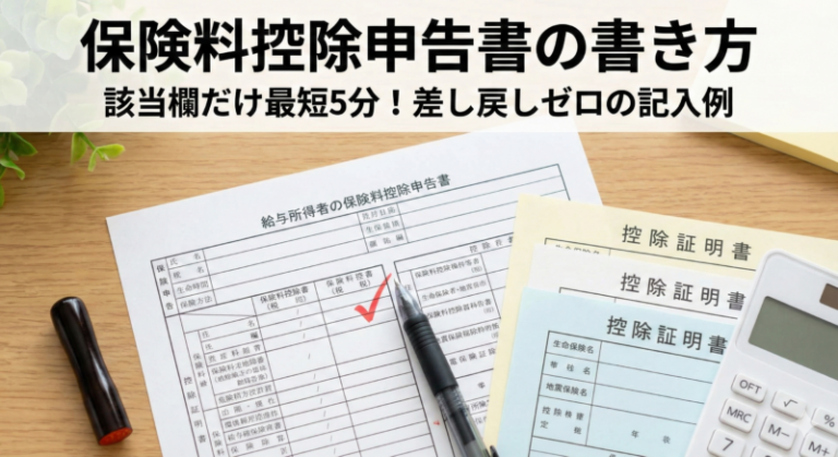 保険料控除申告書の書き方 | 生命保険（一般/介護医療/個人年金）と地震・社保・iDeCoまで記入例つき
