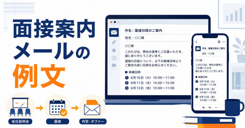 面接案内メールの例文｜新卒採用の説明会・合否連絡までシーン別テンプレ