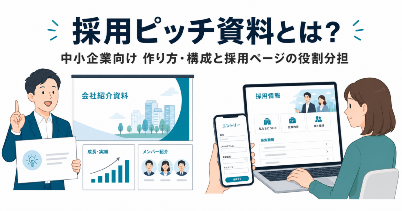 採用ピッチ資料とは？中小企業向けの作り方・構成と、採用ページとの役割分担